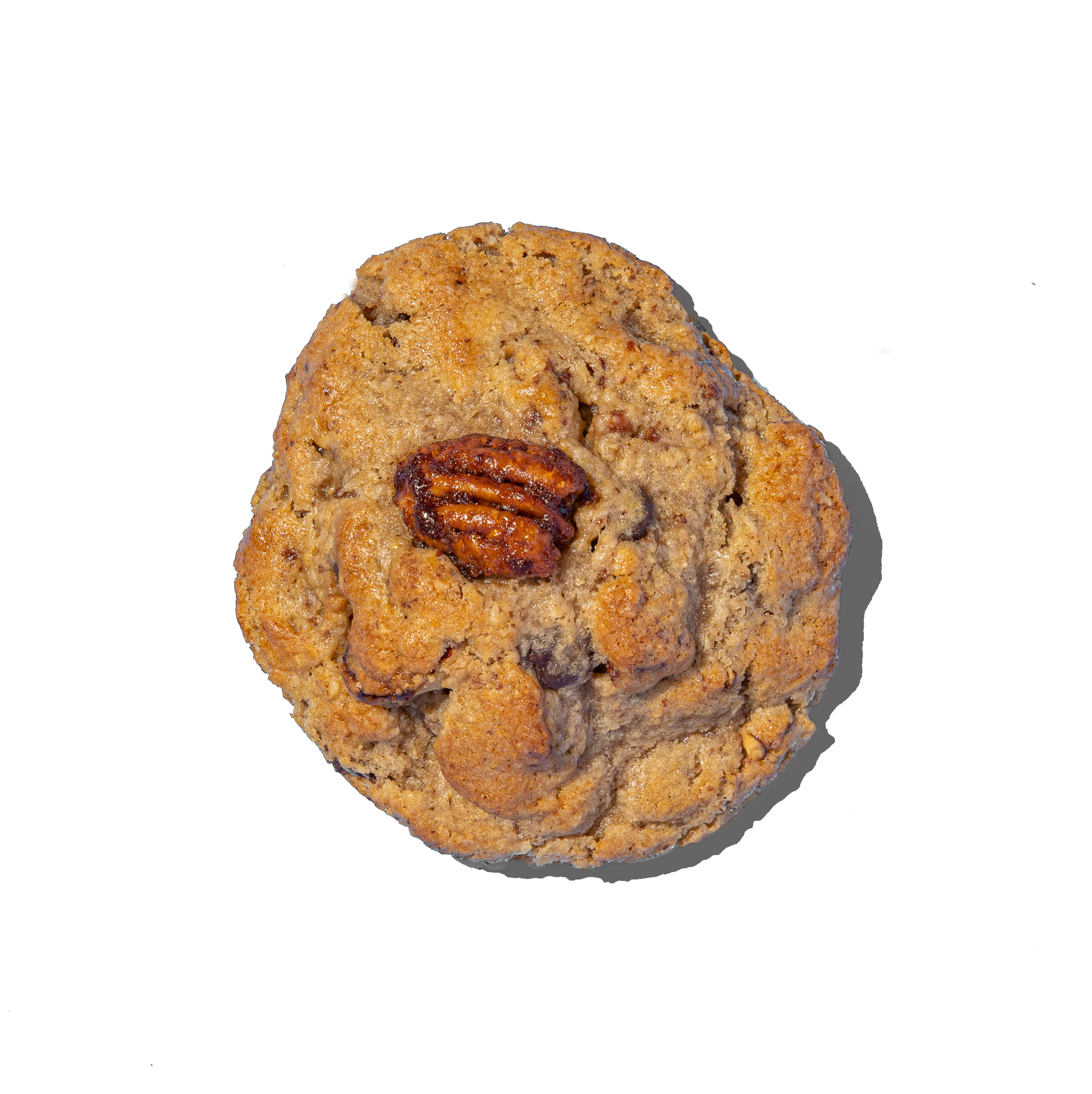 cookie with chocolate and nuts on a white background
